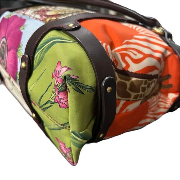 Salvatore Ferragamo Multicolor Fiera Print Nylon and Leather Tote Handbag - EUC - Picture 6 of 16